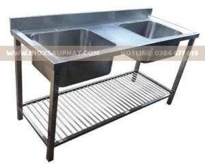 Chậu rửa inox đôi có kệ dưới