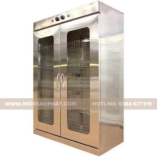 Tủ sấy bát inox 2 cánh kính công nghiệp