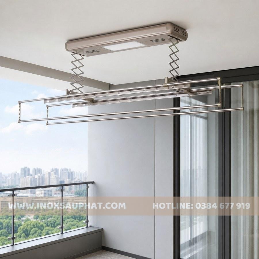 Giàn phơi inox thông minh bấm điện cho căn hộ hiện đại