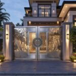 Cổng inox hoa văn CNC sang trọng cho biệt thự hiện đại