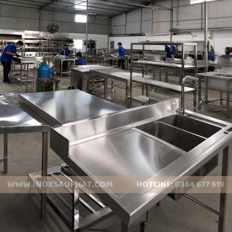 Gia công inox công nghiệp thiết bị bếp inox theo yêu cầu
