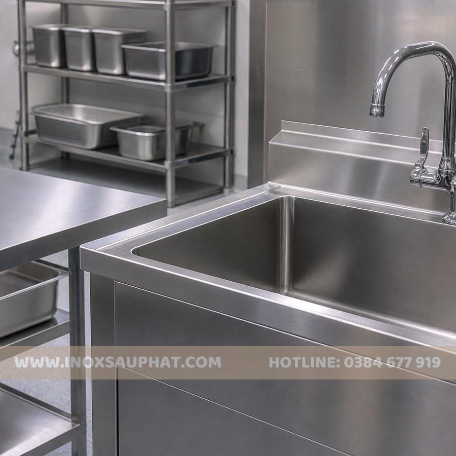 Bồn rửa inox bàn inox và giá kệ inox công nghiệp bằng inox 304