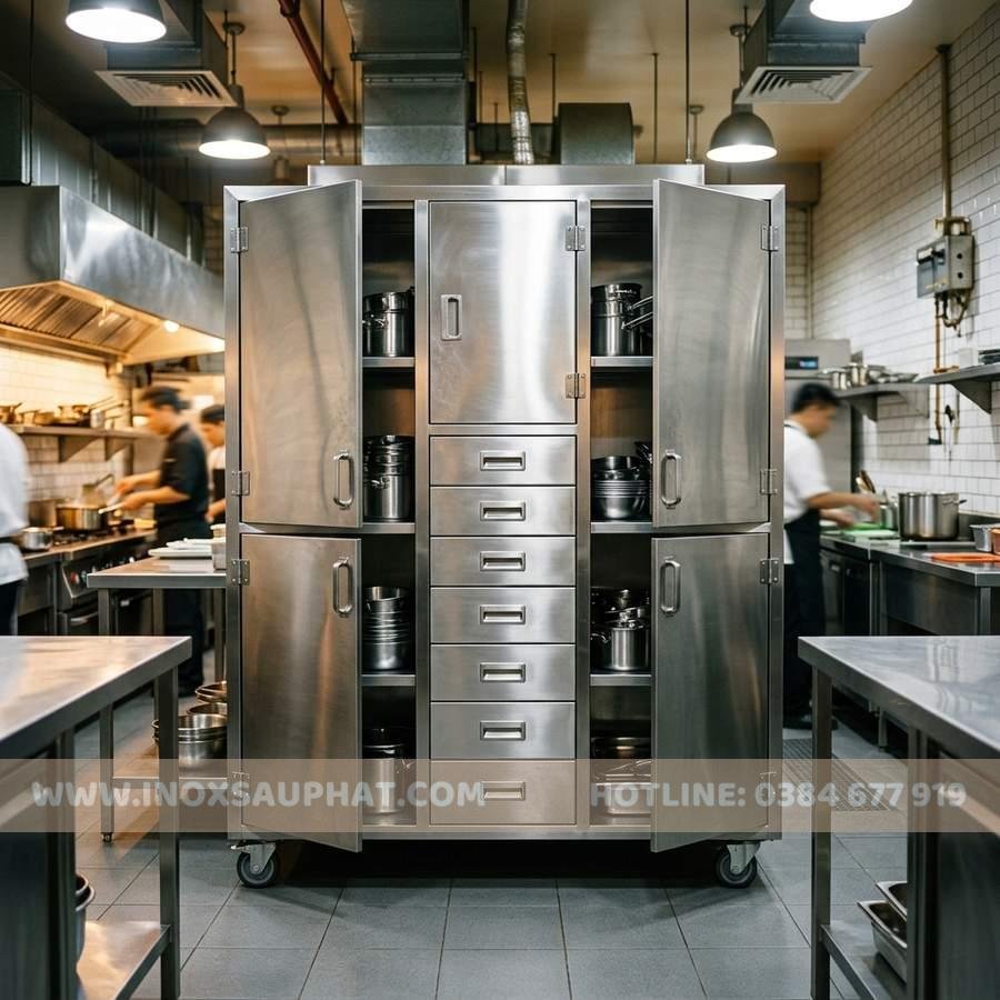 Tủ inox công nghiệp cao cấp cho nhà hàng và nhà xưởng